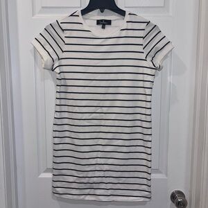 Lulus Cafe Society black and cream striped t-shirt dress SZ XXS​